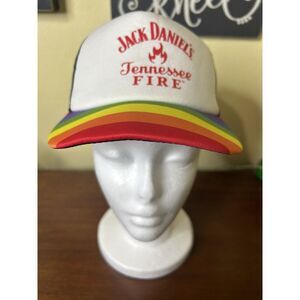 Jack‎ Daniels Tennessee Fire Whiskey Logo Rainbow Bill Snapback Mesh Trucker Hat